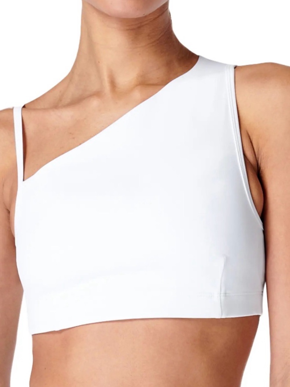 Women's One-Shoulder White Sports Bralette